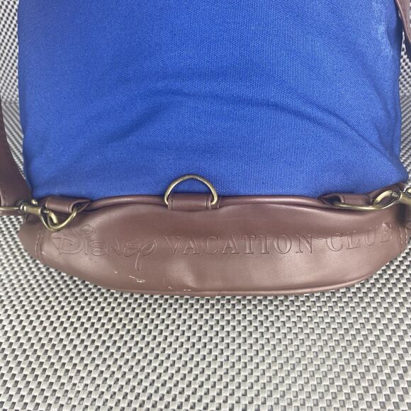 Disney Vacation Club Backpack Blue Brown Faux Leather Canvas Zipper Outdoor Bag main image 12